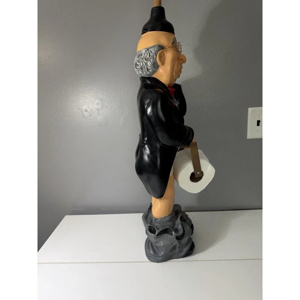 RARE Vintage Mr. Stinky Pants Down Old Man Butler Toilet Paper Holder unique